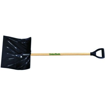 UnionTools 1627400 Snow Shovel, 18 in W Blade, 5-1/2 in L Blade, Combo Blade, Polyethylene Blade, Wood Handle