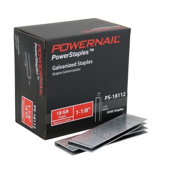 Powernail PowerStaples PS18112 Fine Wire Staple, 1/4 in W Crown, 1-1/8 in L Leg, 18 ga, Carbon Steel