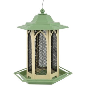 Perky-Pet GAZ01 Bird Feeder, Gazebo, 3.5 lb, Mixed Seed, Metal/Plastic, Pistachio Green, Hanging Mounting