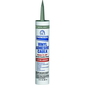 DAP PHENOSEAL 04102 Vinyl Adhesive Caulk, Gray, 48 hr Curing, -20 to 180 deg F, 10 oz Cartridge