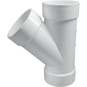 Canplas 192304L Pipe Wye, 4 in, Hub, PVC, White, SCH 40 Schedule