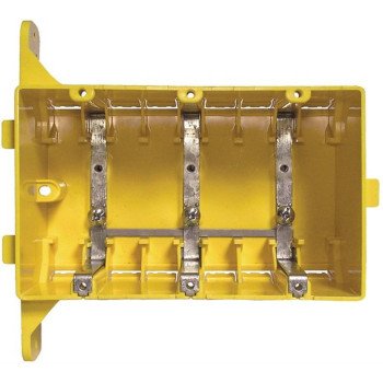 Hubbell 2023R Outlet Box, 3-Gang, Plastic/Resin, Yellow, Flush