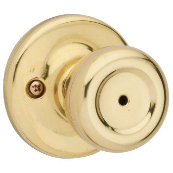 Kwikset 300T 3CP Privacy Lockset, Polished Brass, For: Bedroom and Bathroom Doors