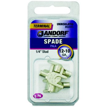 Jandorf 60845 Spade Terminal, 600 V, 12 to 10 AWG Wire, 1/4 in Stud, Copper Contact