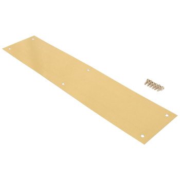 ProSource 32238BBB-PS Push Plate, Aluminum, Brass, 15 in L, 3-1/2 in W, 0.8 mm Thick