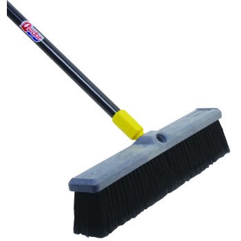 Quickie 00523 Push Broom, 18 in Sweep Face, Polypropylene Bristle, Steel Handle