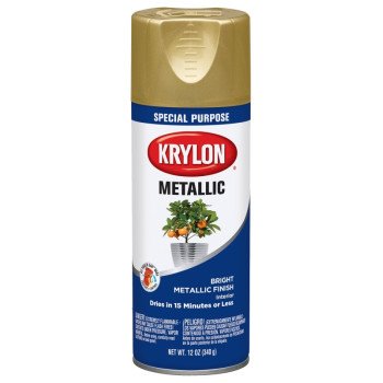 Krylon K01701A77 Metallic Spray Paint, Metallic, Bright Gold, 11 oz, Can