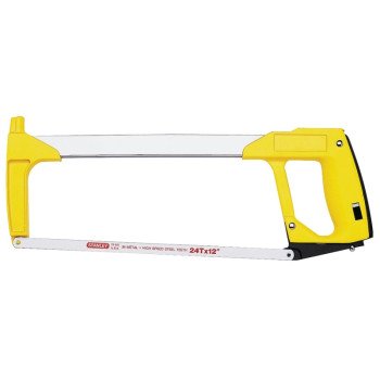 STANLEY 15-113 Hacksaw, 12 in L Blade, 24 TPI, 3-7/8 in D Throat, Plastic/Rubber Handle