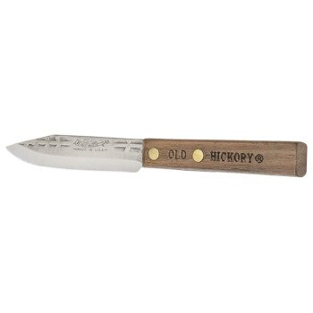 OLD HICKORY 753-31/4 Paring Knife, Carbon Steel Blade, Hardwood Handle, Brown Handle, Flat Bevel Blade