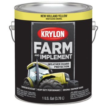 Krylon K01975000 Farm Equipment Paint, High-Gloss Sheen, New Holland Yellow, 1 gal, 50 to 200 sq-ft/gal Coverage Area