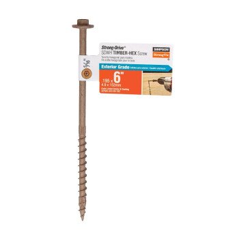 Simpson Strong-Tie Strong-Drive SDWH SDWH19600DB-RP1 Timber Screw, 6 in L, Coarse Thread, Large Hex Washer Head