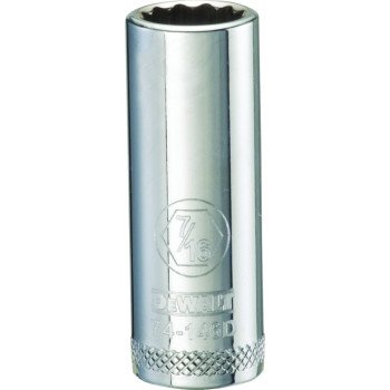 DEWALT DWMT74146OSP Drive Socket, 7/16 in Socket, 3/8 in Drive, 12-Point, Vanadium Steel, Polished Chrome