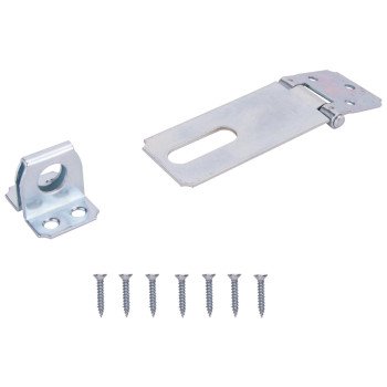 ProSource LR-121-BC3L-PS Safety Hasp, 3-1/2 in L, 3-1/2 in W, Steel, Zinc, 7/16 in Dia Shackle, Fixed Staple