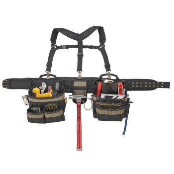 CLC Tool Works Series 6714 Tool Belt, 29 to 46 in Waist, Polyester, Black/Khaki, 31-Pocket