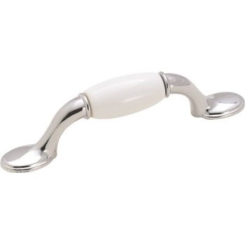 Amerock 263WCH Cabinet Pull, 4-7/8 in L Handle, 1-5/16 in Projection, Ceramic/Zinc, Polished Chrome