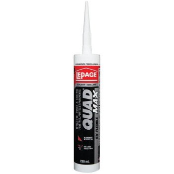 LePage Quad 1869817 Sealant, Black, 24 hr Curing, 18 to 60 deg C, 280 mL Cartridge