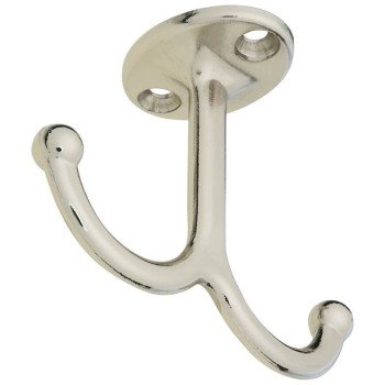 National Hardware MPB165 N245-845 Coat Hook, 35 lb, Zinc, Nickel