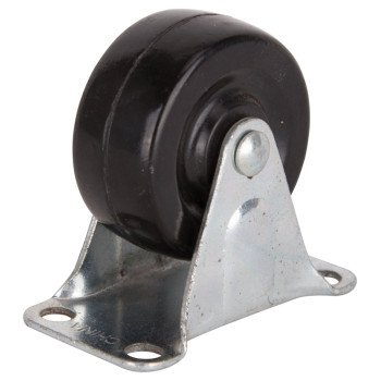 ProSource JC-H01 Rigid Caster, 2 in Dia Wheel, 7/8 in W Wheel, Rubber Wheel, Black, 125 lb, Steel Housing Material