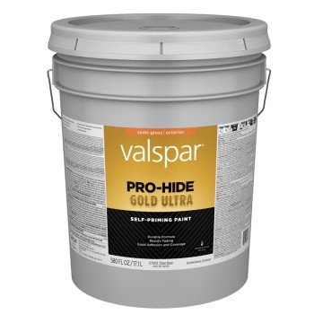 Valspar Pro-Hide Gold Ultra 6700 028.0067003.008 Latex Paint, Acrylic Base, Semi-Gloss Sheen, Clear Base, 5 gal