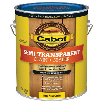 Cabot 16300 Series 140.0016316.007 Exterior Stain, Semi-Transparent, New Cedar, Liquid, 1 gal