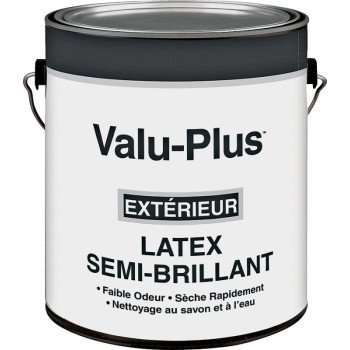 Valspar Value-Plus 7551GAL Latex Paint, Semi-Gloss, White, 1 gal Pail