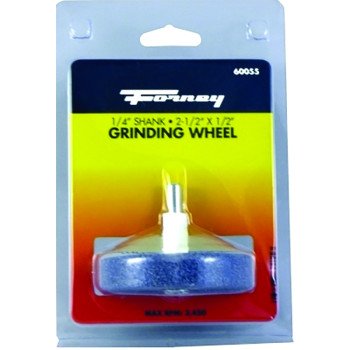 Forney 60055 Grinding Wheel, 1/2 x 2-1/2 in Dia, 1/4 in Arbor/Shank, 60 Grit, Coarse, Aluminum Oxide Abrasive