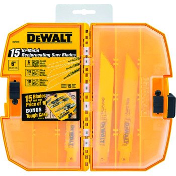 DEWALT DW4890 Reciprocating Saw Blade Set, 15-Piece, Bi-Metal, Yellow