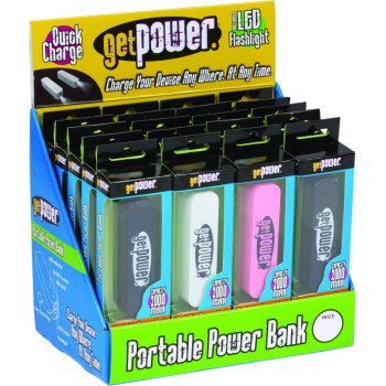 GetPower GP-DIS-PWR-PACK Power Bank, Black/Pink/White
