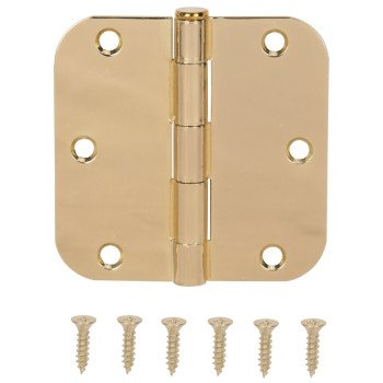 ProSource BH-102PB-PS Door Hinge, Steel, Bright Brass, Loose Pin, 180 deg Range of Motion, Screw Mounting