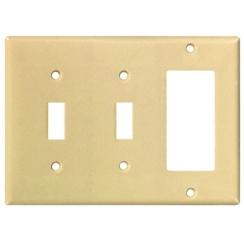 Eaton Wiring Devices 2173V-BOX Combination Wallplate, 4-1/2 in L, 6-3/8 in W, Standard, 3-Gang, Thermoset, Ivory