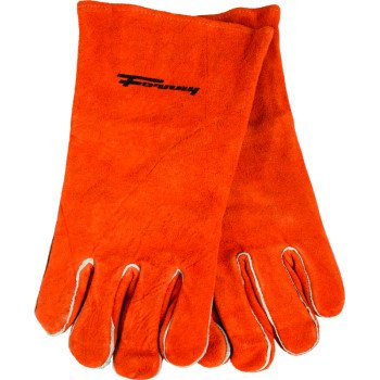 ForneyHide 53432 Welding Gloves, Men's, XL, Gauntlet Cuff, Leather Palm, Brown, Wing Thumb, Leather Back