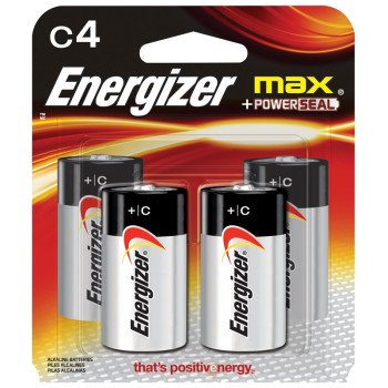 Energizer E93BP-4 Battery, 1.5 V Battery, 8 Ah, C Battery, Alkaline, Manganese Dioxide, Zinc, Rechargeable