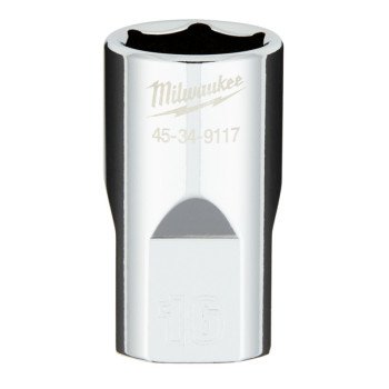 Milwaukee 45-34-9117 Socket, 16 mm Socket, 1/2 in Drive, 6-Point, Chrome Vanadium Steel, Chrome