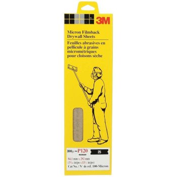 3M 100-MICRON Drywall Sheet, 11-1/2 in L, 3-5/16 in W, 120 Grit, Fine