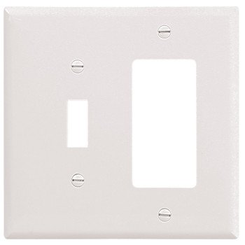 Eaton Wiring Devices 2153W-BOX Combination Wallplate, 4-1/2 in L, 4-9/16 in W, Standard, For: Decorator, Toggle Switch