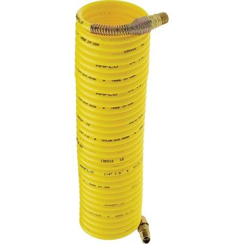 Amflo 4-50E-RET Air Hose, 1/4 in OD, 50 ft L, MNPT, 200 psi Pressure, Nylon, Yellow