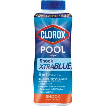 Clorox POOL & Spa Shock Xtrablue 33020CLX Pool Chemical, 1 lb Bottle, Solid, Chlorine, Blue/Green