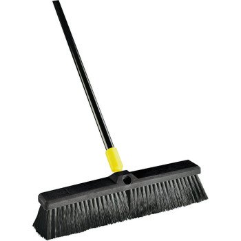 Quickie 00520 Push Broom, 24 in Sweep Face, Horse Hair Bristle, Steel Handle