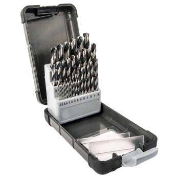 Vulcan 241040OR Plastic Case Drill Bit Set, 29-Piece, High-Speed Steel, Black Oxide/Polished