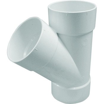 Canplas 414135BC Sewer Pipe Wye, 6 x 6 x 4 in, Hub, PVC, White, SCH 40 Schedule