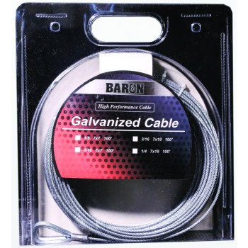 Baron 66005/50066 Aircraft Cable, 1/16 in Dia, 50 ft L, 96 lb Working Load, Galvanized Steel