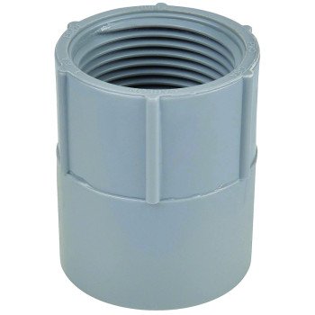 Carlon E942FR-CTN Conduit Adapter, 1 in Female, 1-5/8 in Dia, 1-15/16 in L, PVC, Gray