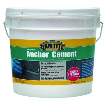 Damtite 08122 Anchoring Cement, Powder, Gray, 48 hr Curing, 10 lb Pail