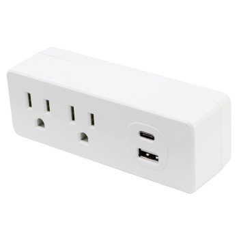 PowerZone ORPBUC013 Outlet Tap, 3.1 A, 2-USB Port, 2-Outlet, White