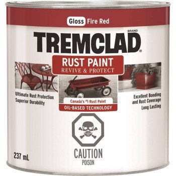 Tremclad 27049X125 Rust Preventative Paint, Oil, Gloss, Fire Red, 237 mL, Can