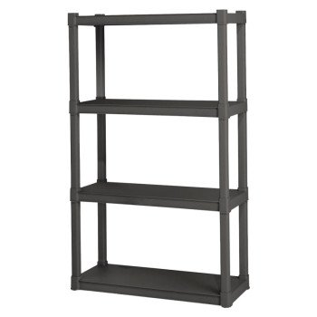 Sterilite 01643V01 Shelving Unit, 34-1/2 in OAW, 14-3/8 in OAD, 57 in OAH, 4-Shelf, Plastic, Gray