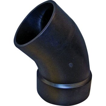 Canplas 102402BC Street Pipe Elbow, 2 in, Spigot x Hub, 45 deg Angle, ABS, Black