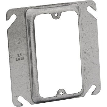 Raco 8772 Electrical Box Cover, 1/2 in L, 4 in W, Square, 1-Gang, Steel, Gray, Galvanized