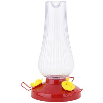 Perky-Pet 285 Bird Feeder, Fluted Oil Lamp, 20 oz, Nectar, 3-Port/Perch, Plastic, 8.8 in H