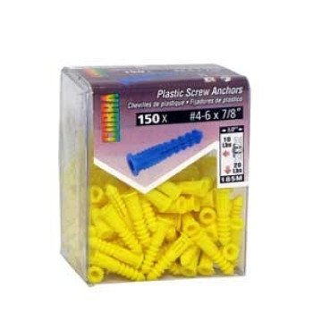 Cobra Anchors 197Y Screw Anchor, 1-1/2 in L, Plastic, 200 lb